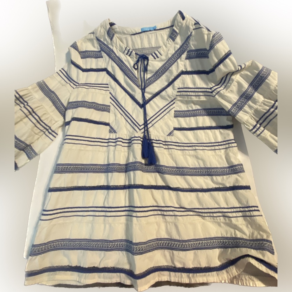 Womens J. McLaughlin Cotton Blue and White Shirt